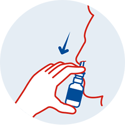 Otriven Dosierspray Anwendung - Sprühöffnung in ein Nasenloch einführen